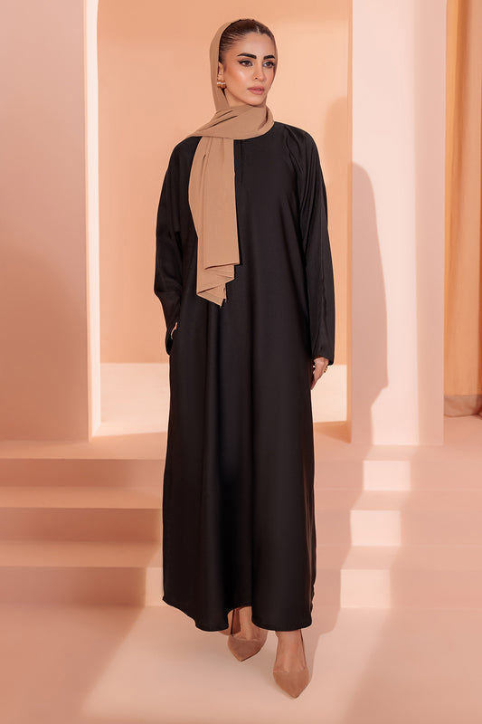 Single Botton Plain Abaya with Pocket - 5001