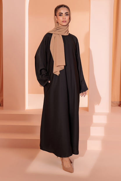 Single Button Plain Abaya with Pocket - 5001