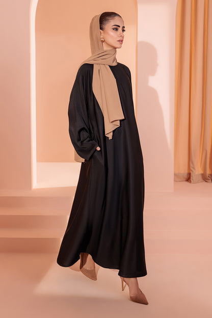 Single Button Plain Abaya with Pocket - 5001