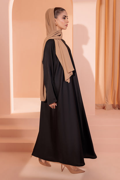 Single Button Plain Abaya with Pocket - 5001