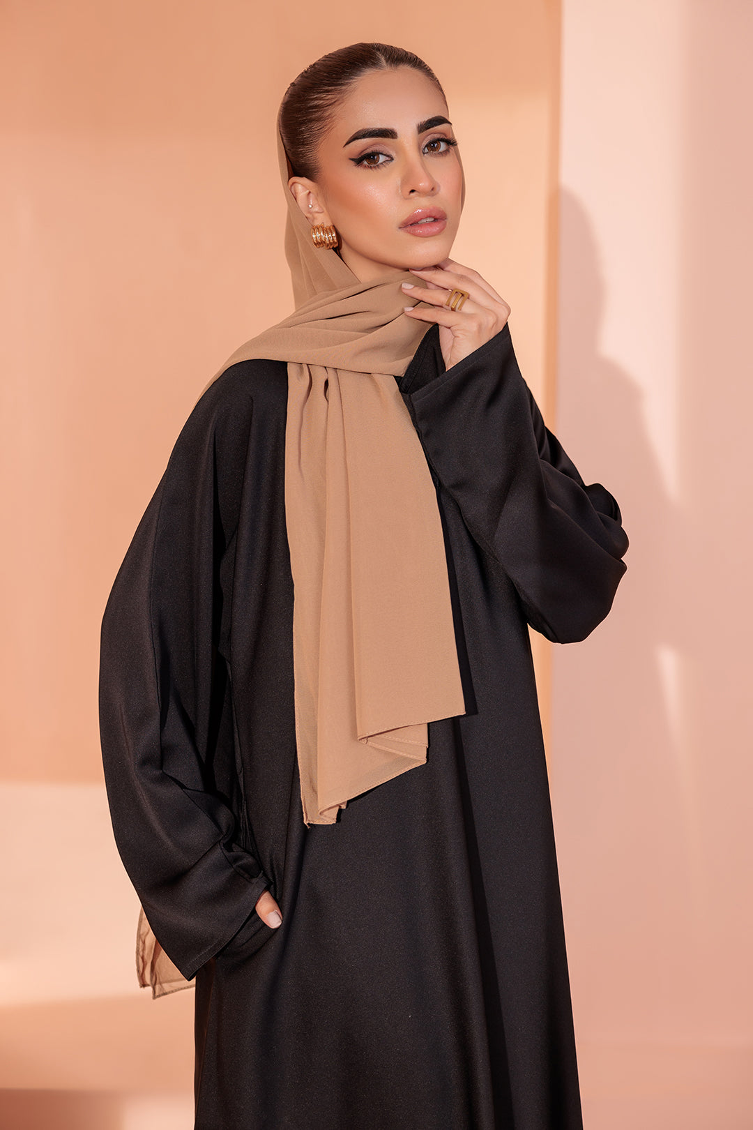 Single Button Plain Abaya with Pocket - 5001