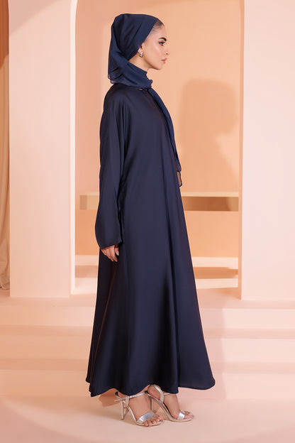 Single Button Plain Abaya with Pocket - 5002