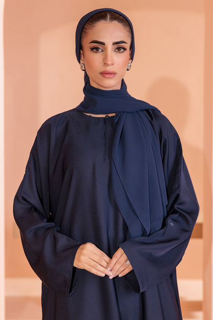 Single Button Plain Abaya with Pocket - 5002