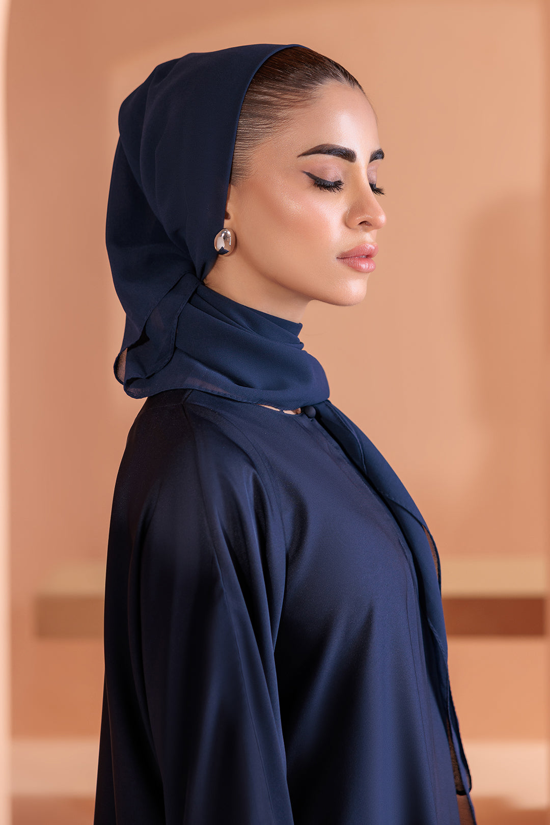 Single Button Plain Abaya with Pocket - 5002