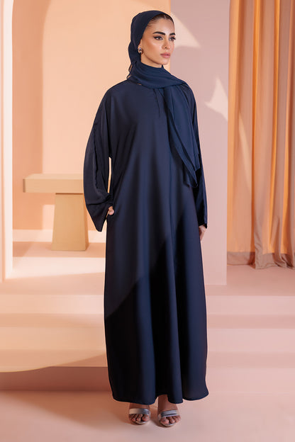 Single Button Plain Abaya with Pocket - 5002