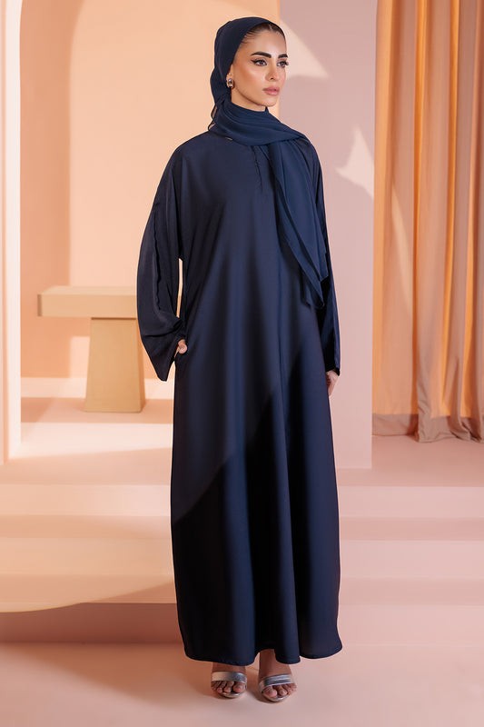 Single Botton Plain Abaya with Pocket - 5002