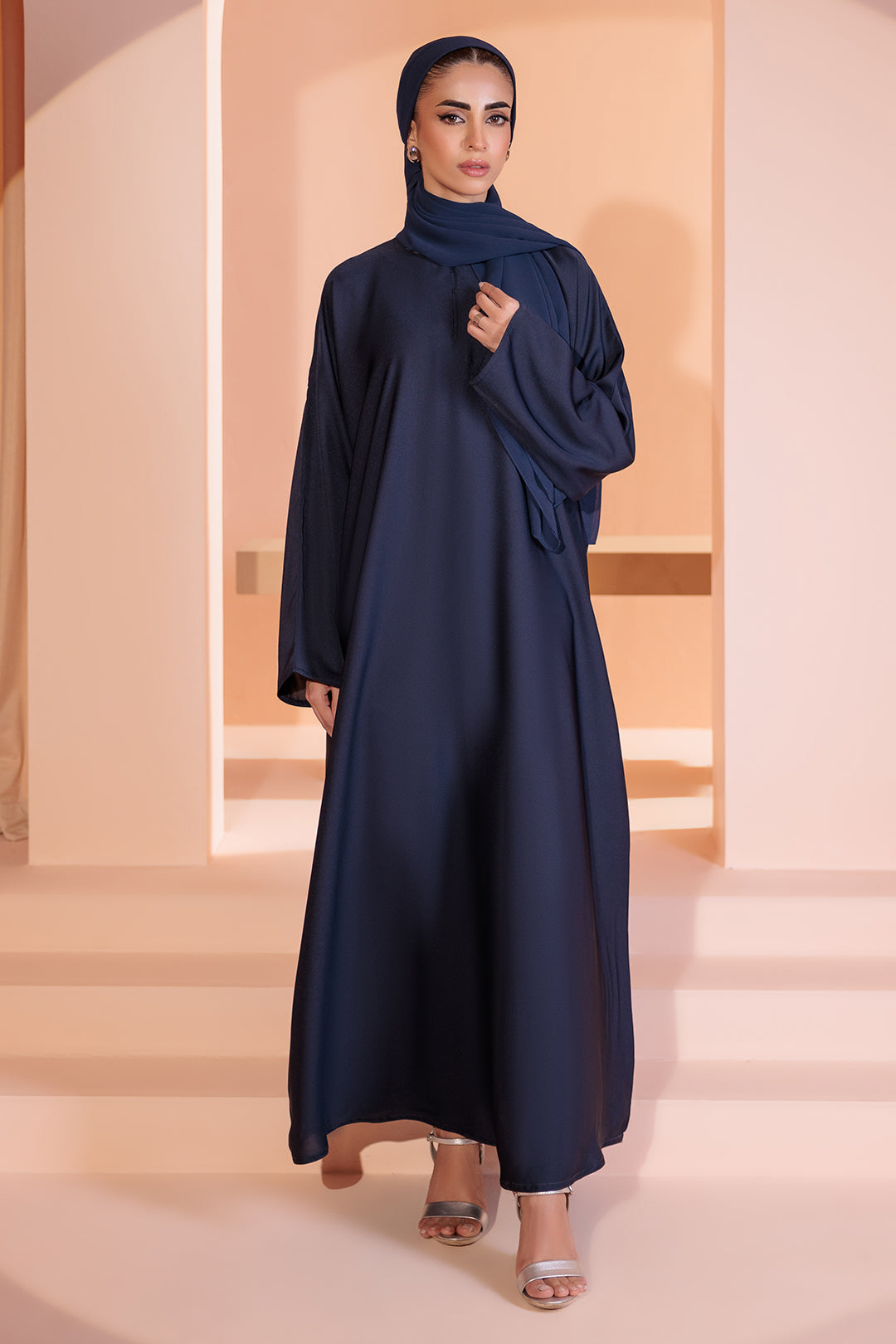 Single Button Plain Abaya with Pocket - 5002