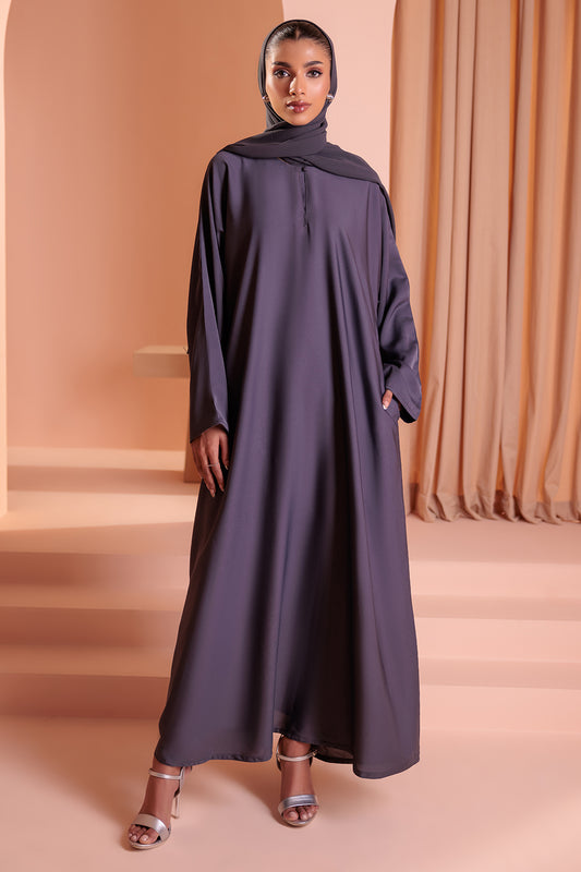 Single Botton Plain Abaya with Pocket - 5003