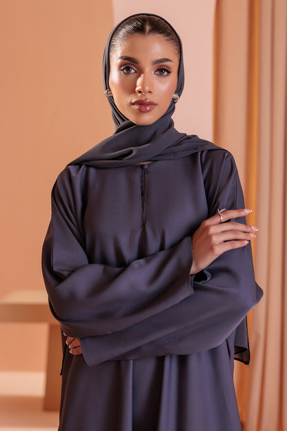 Single Button Plain Abaya with Pocket - 5003