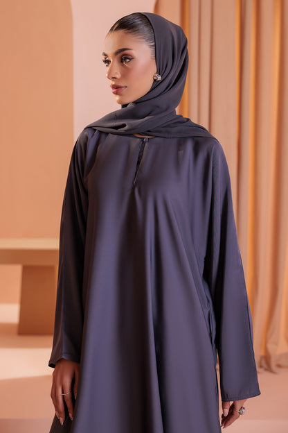 Single Button Plain Abaya with Pocket - 5003