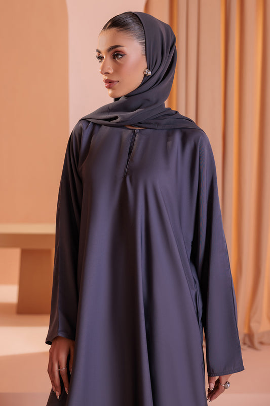 Single Botton Plain Abaya with Pocket - 5003