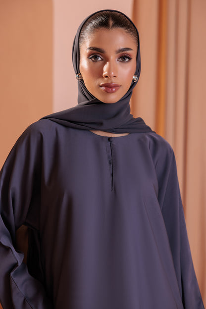 Single Button Plain Abaya with Pocket - 5003