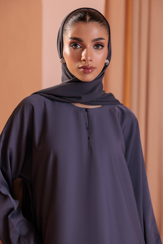 Single Botton Plain Abaya with Pocket - 5003