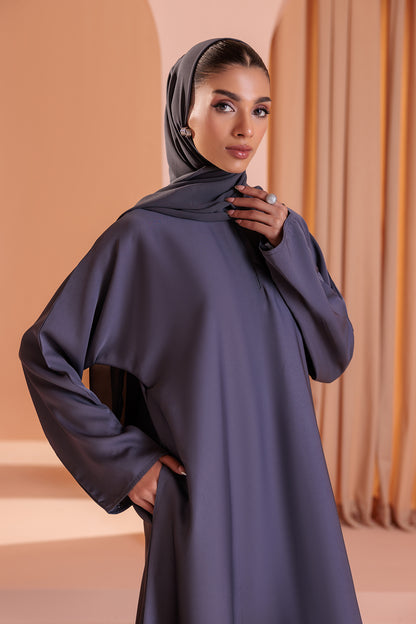 Single Button Plain Abaya with Pocket - 5003