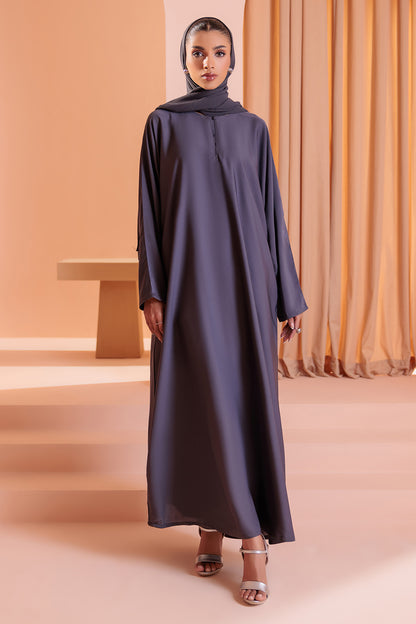 Single Button Plain Abaya with Pocket - 5003