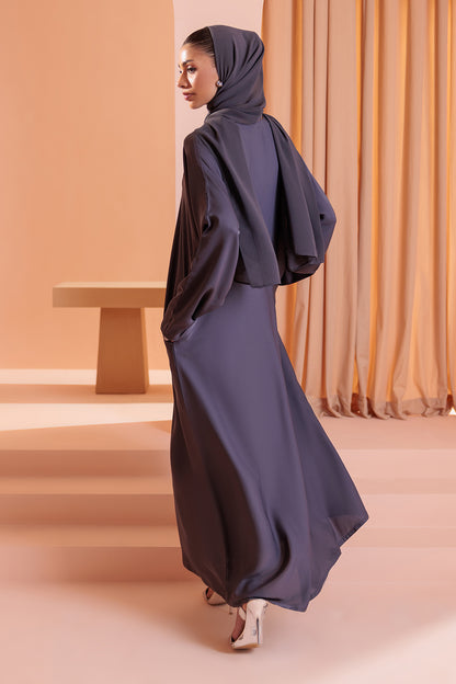 Single Button Plain Abaya with Pocket - 5003