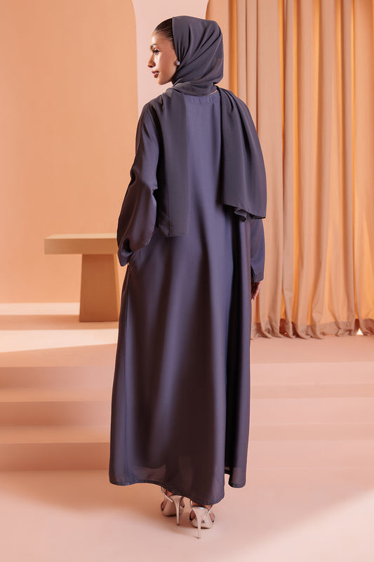 Single Botton Plain Abaya with Pocket - 5003