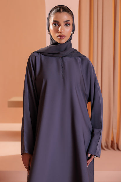 Single Button Plain Abaya with Pocket - 5003