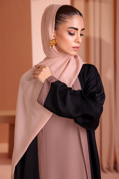 Double Upper Abaya with Contrast Inner - 5004