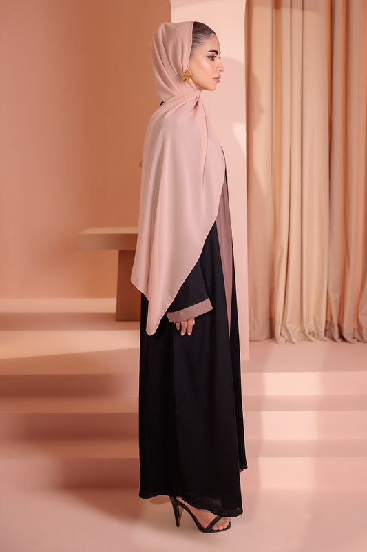 Double Upper Abaya with Contrast Inner - 5004