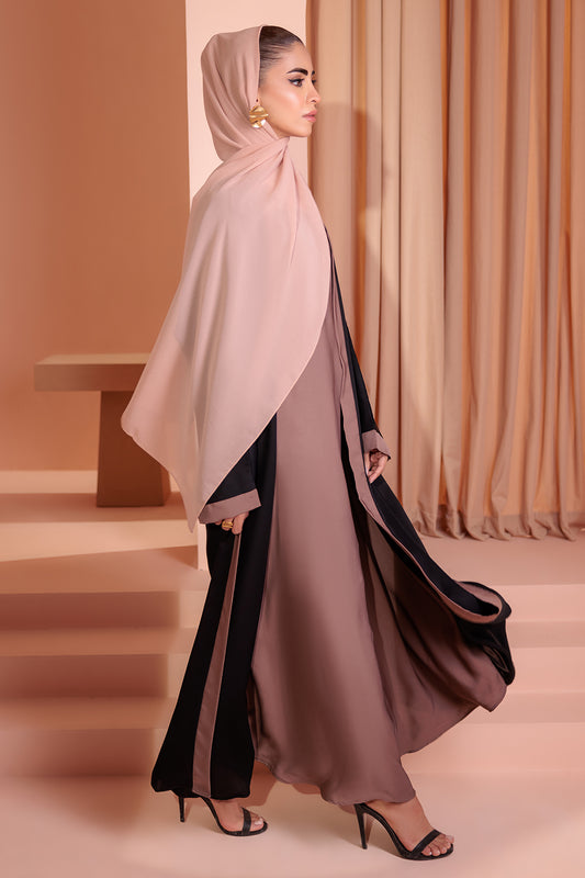 Double Upper Abaya with Contrast Inner - 5004