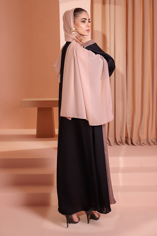 Double Upper Abaya with Contrast Inner - 5004