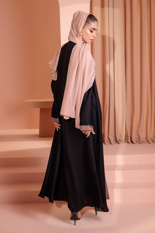 Double Upper Abaya with Contrast Inner - 5004