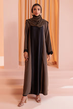 Double Upper Abaya with Contrast Inner - 5005