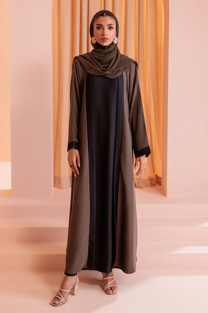 Double Upper Abaya with Contrast Inner - 5005