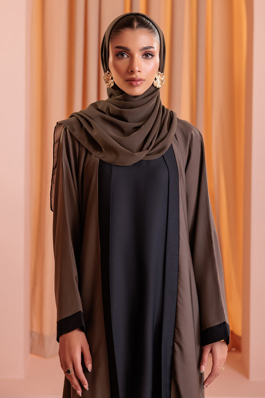 Double Upper Abaya with Contrast Inner - 5005