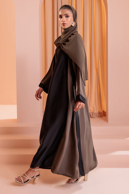 Double Upper Abaya with Contrast Inner - 5005