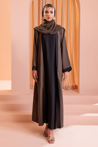 Double Upper Abaya with Contrast Inner - 5005