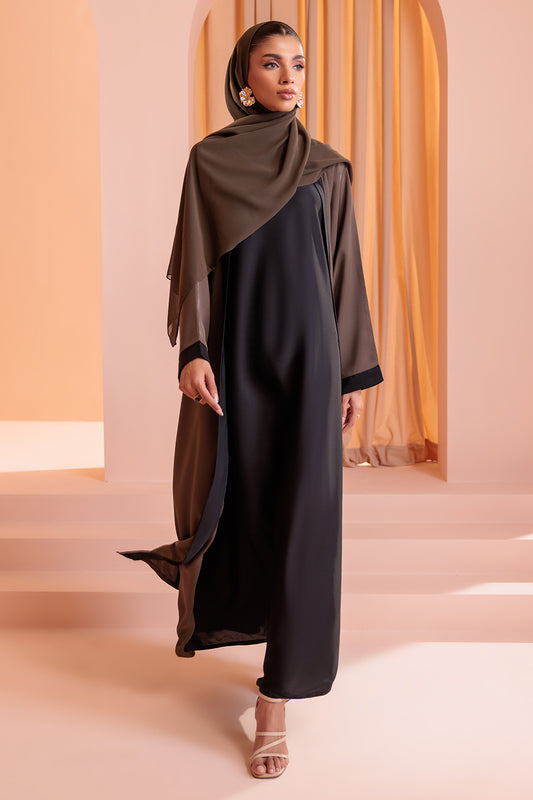 Double Upper Abaya with Contrast Inner - 5005