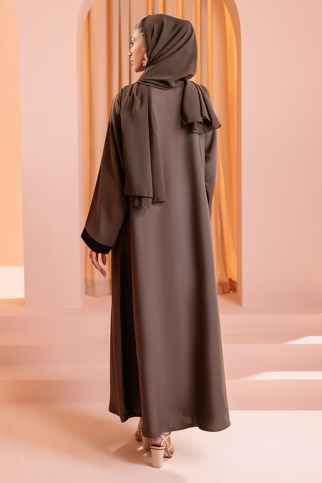 Double Upper Abaya with Contrast Inner - 5005