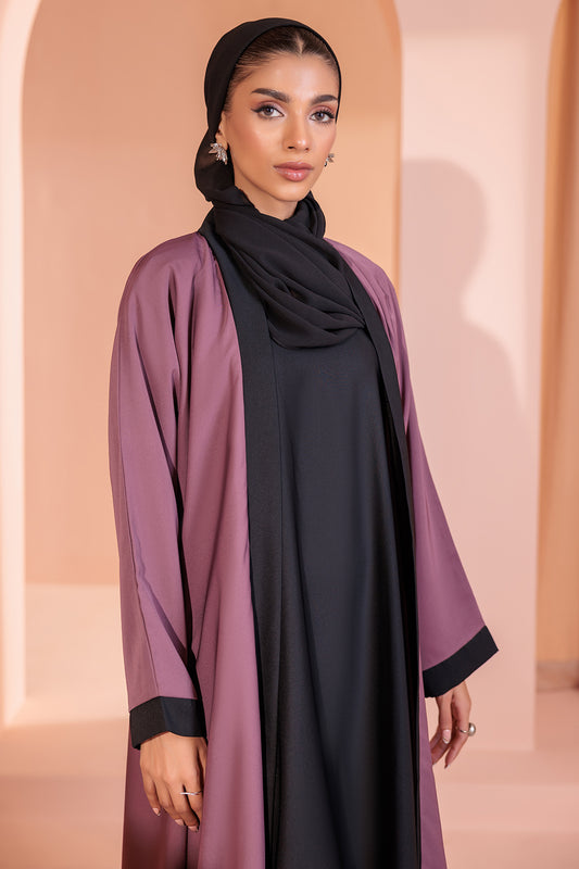 Double Upper Abaya with Contrast Inner - 5006