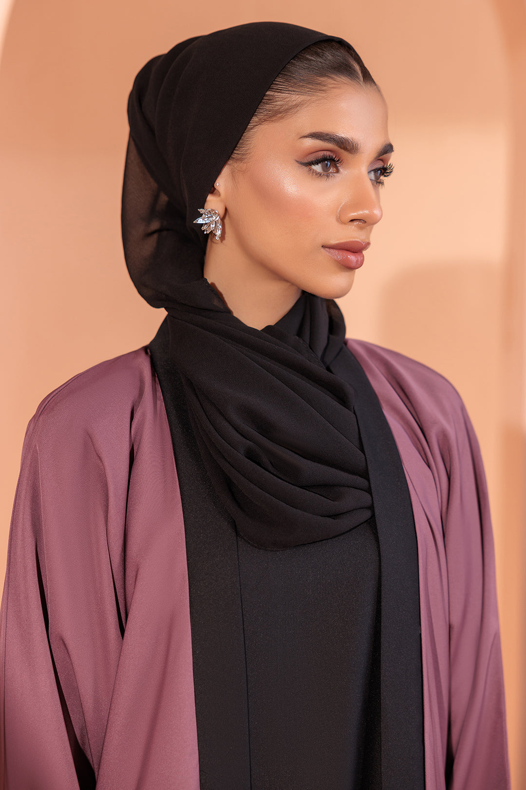 Double Upper Abaya with Contrast Inner - 5006