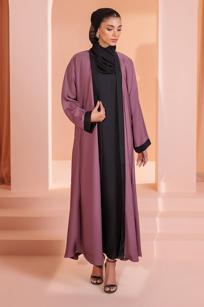 Double Upper Abaya with Contrast Inner - 5006