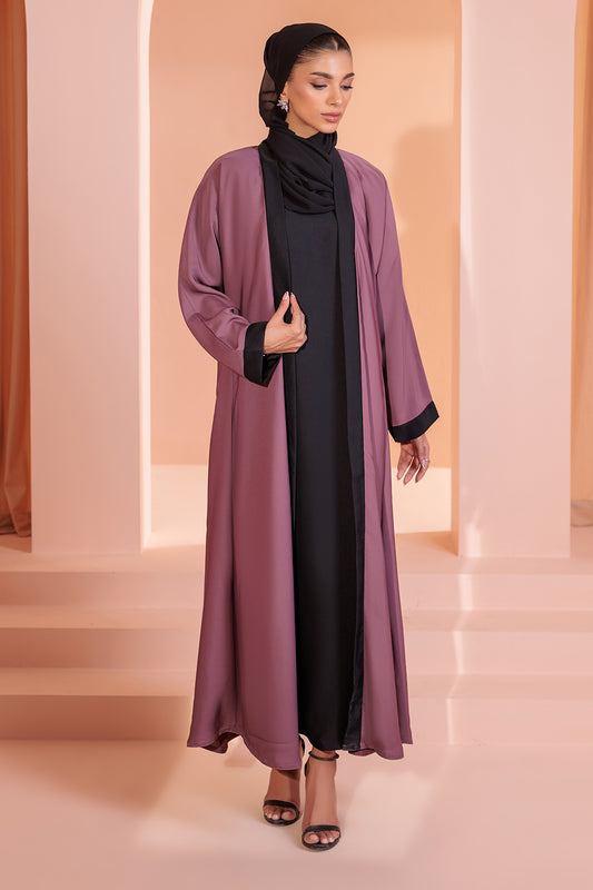 Double Upper Abaya with Contrast Inner - 5006