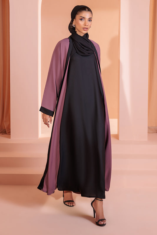 Double Upper Abaya with Contrast Inner - 5006