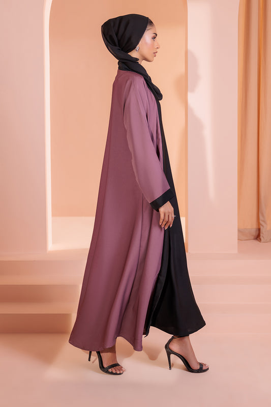 Double Upper Abaya with Contrast Inner - 5006