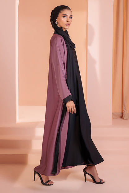 Double Upper Abaya with Contrast Inner - 5006