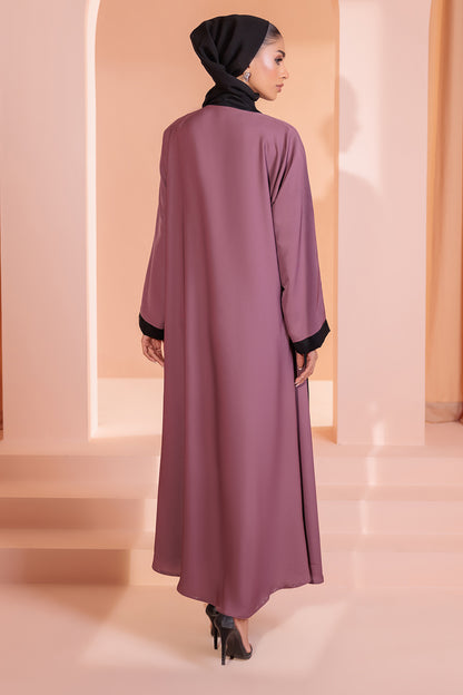 Double Upper Abaya with Contrast Inner - 5006