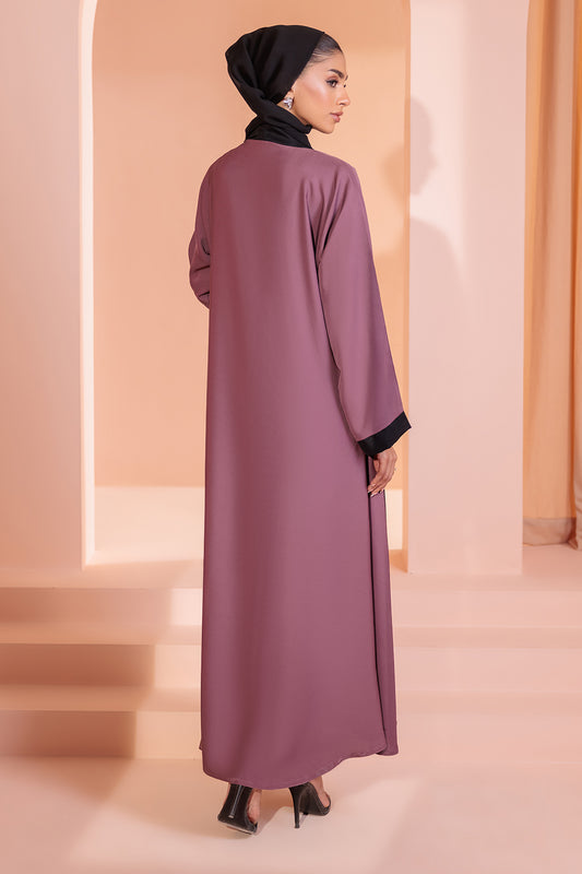 Double Upper Abaya with Contrast Inner - 5006