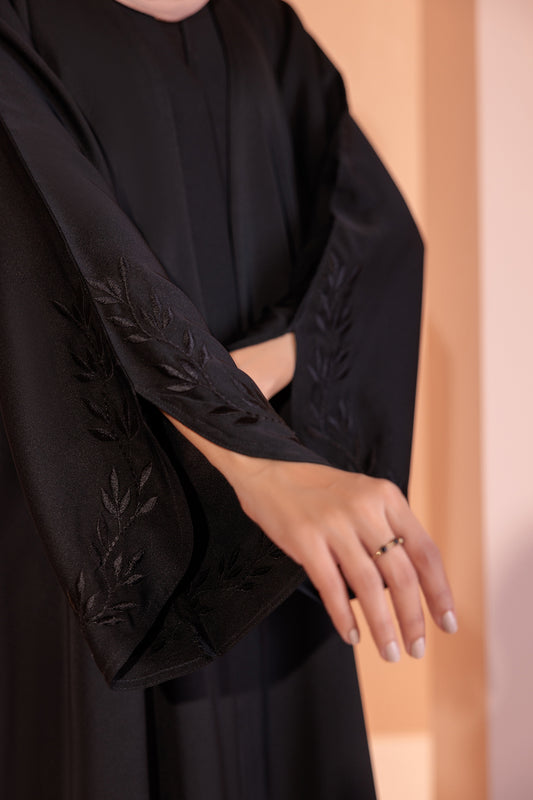 Embroidered Button Throught Abaya - 5007