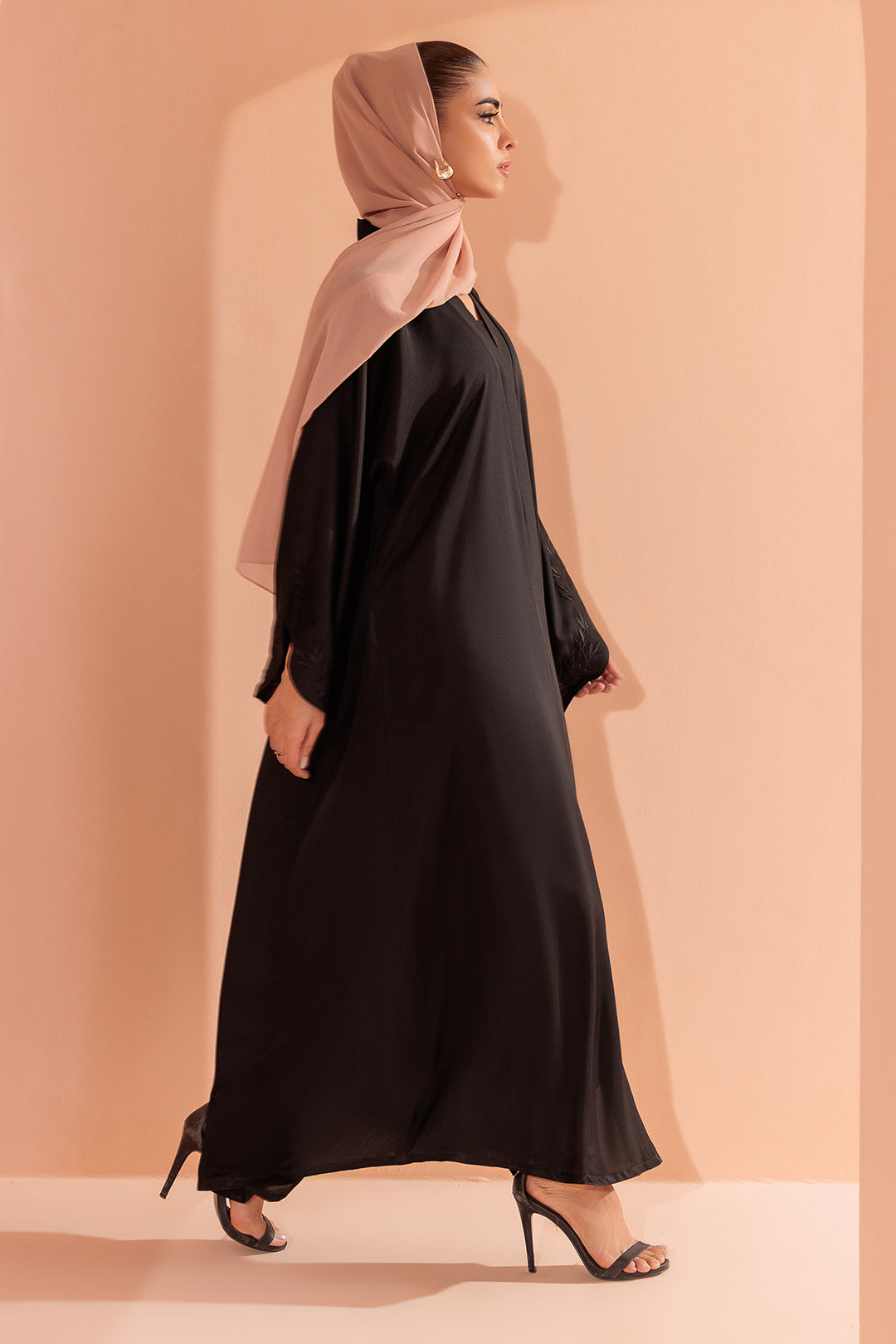 Embroidered Button Through Abaya - 5007