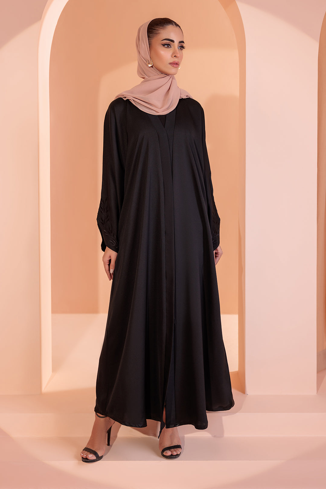 Embroidered Button Through Abaya - 5007