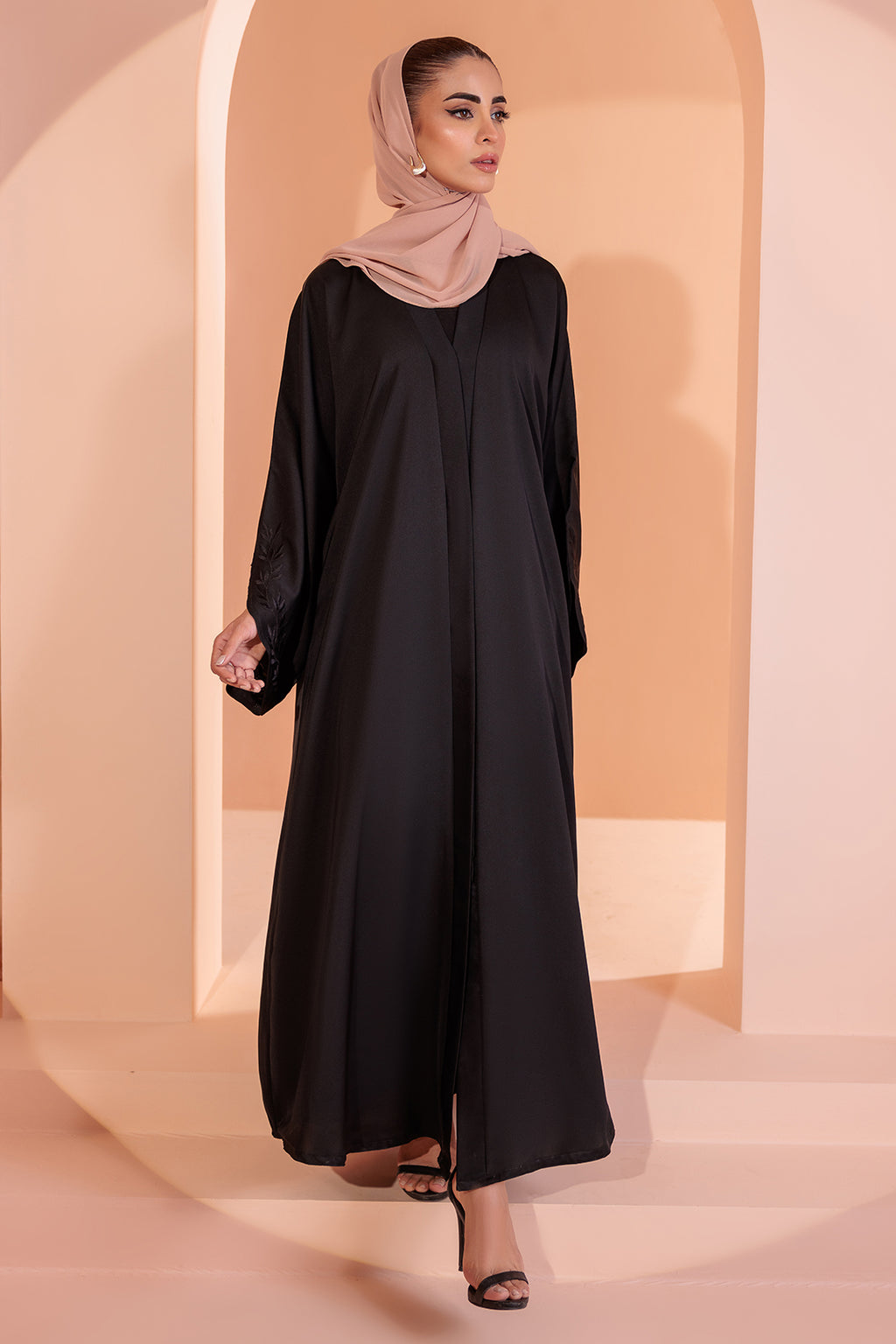 Embroidered Button Through Abaya - 5007