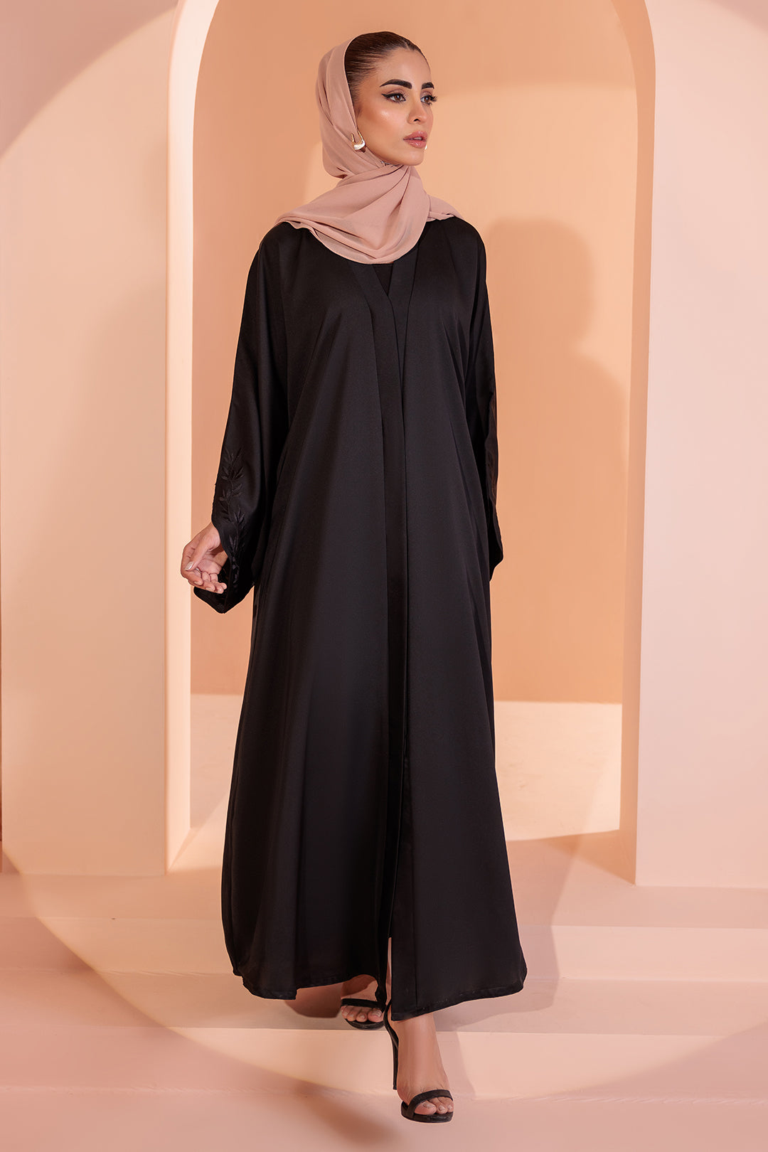 Embroidered Button Through Abaya - 5007