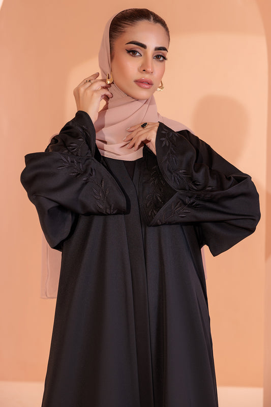 Embroidered Button Throught Abaya - 5007