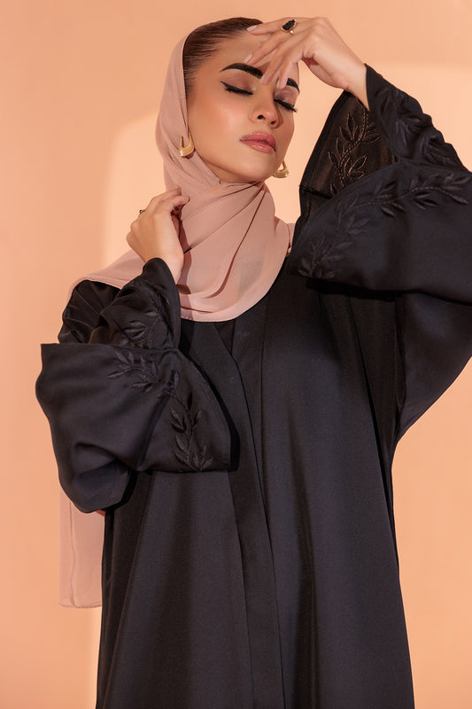 Embroidered Button Throught Abaya - 5007